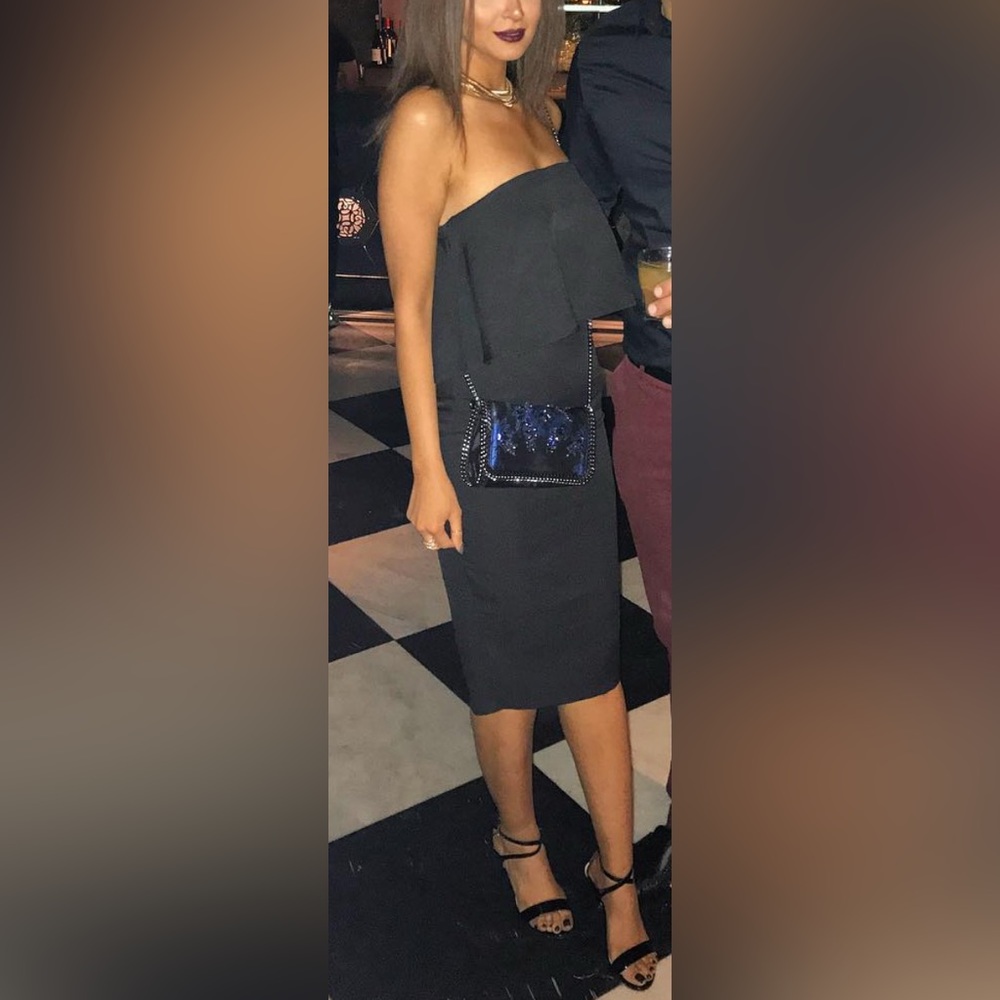 Black Strapless Midi Dress
